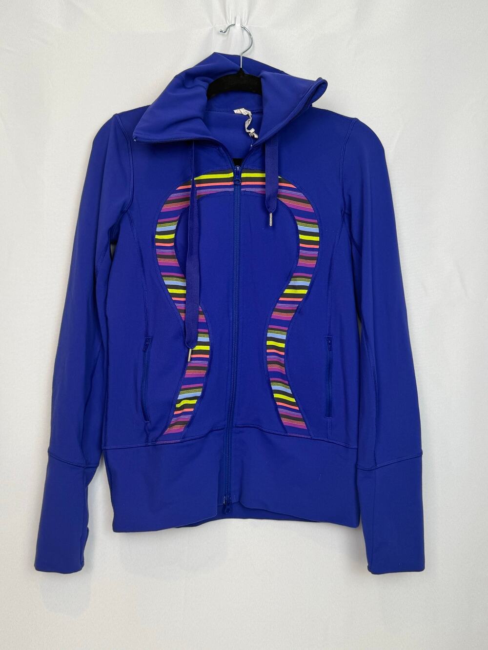 Lululemon Define Jacket Womens Vintage Striped Funnel Neck Size 6 Blue Y2K